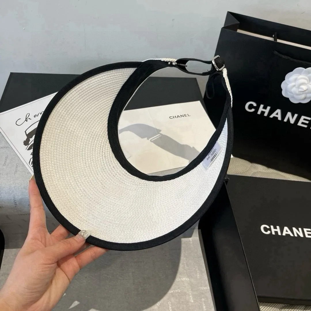 💰100¥ Chanel bow sun hat, empty top straw hat, adjustable