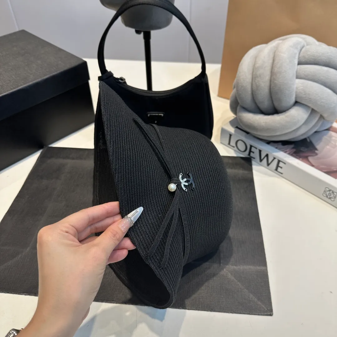 P100 Chanel straw hat, bow hat, lady style PP straw hat, head circumference 57cm
