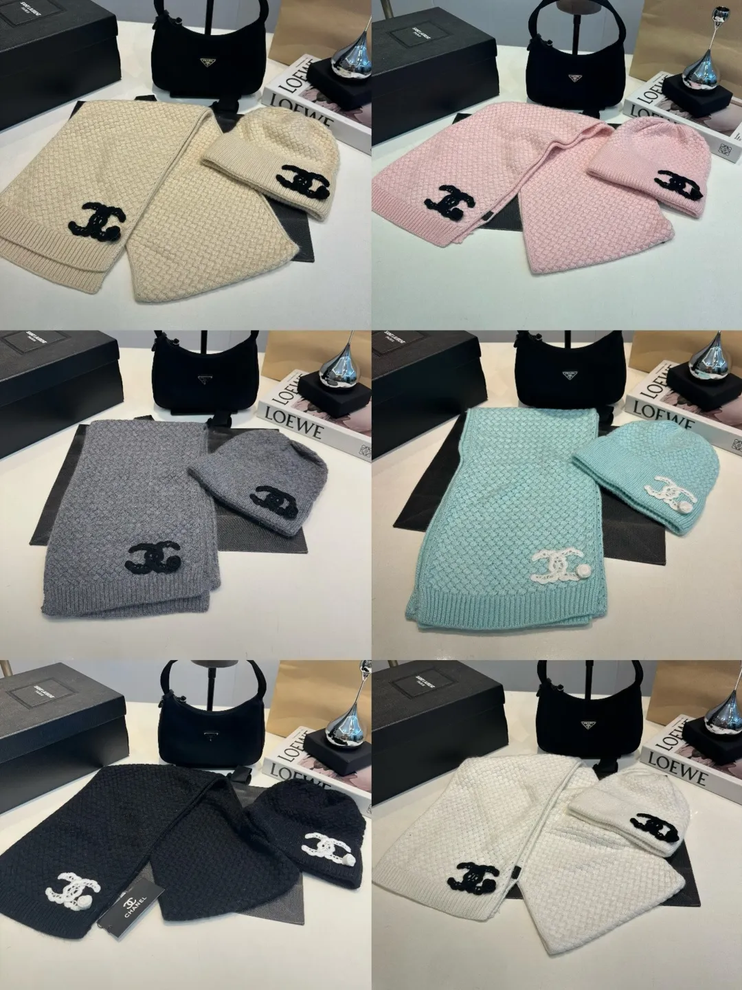 P220 Chanel Chanel knitted cashmere scarf hat set official model