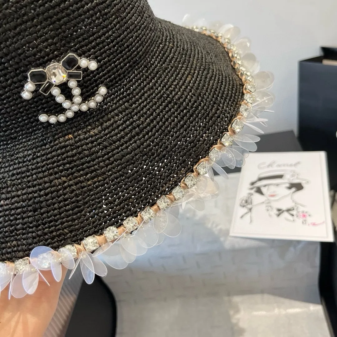 💰220¥ Chanel Raffia straw hat, hand-crocheted, high-end customization, head circumference 57cm