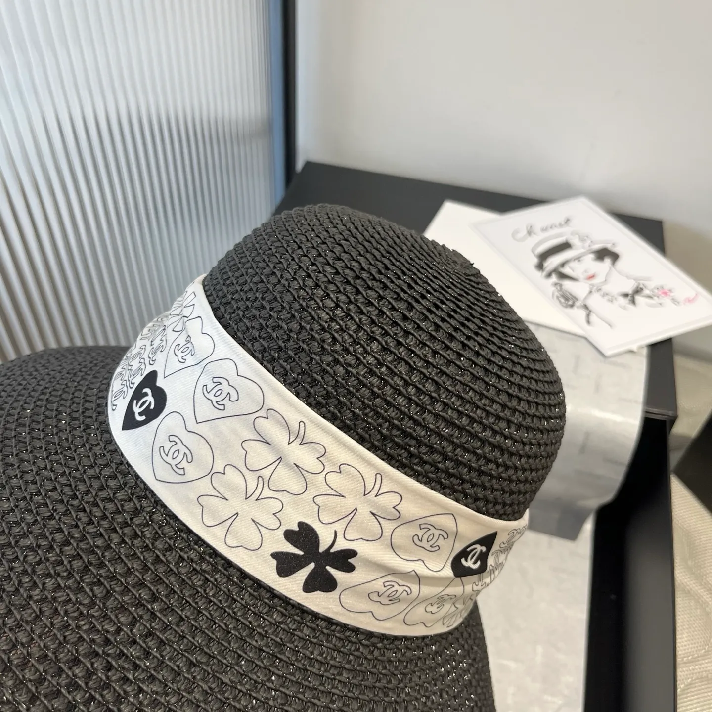💰140¥ Chanel new straw hat, with silk ribbon, a must-have for fairies when traveling, head circumference 57cm