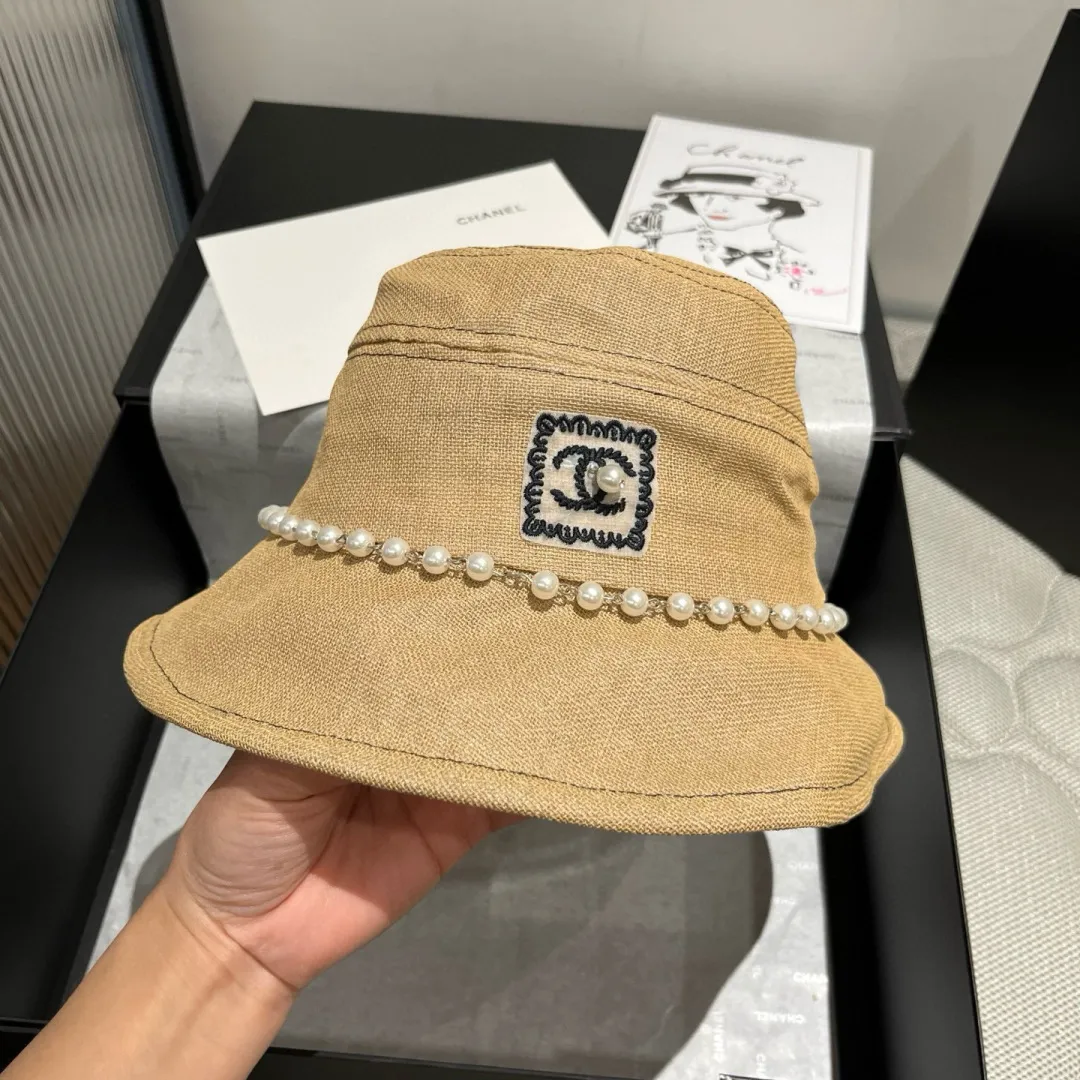 💰100¥ Chanel cotton and linen hat, bucket hat, head circumference 57cm
