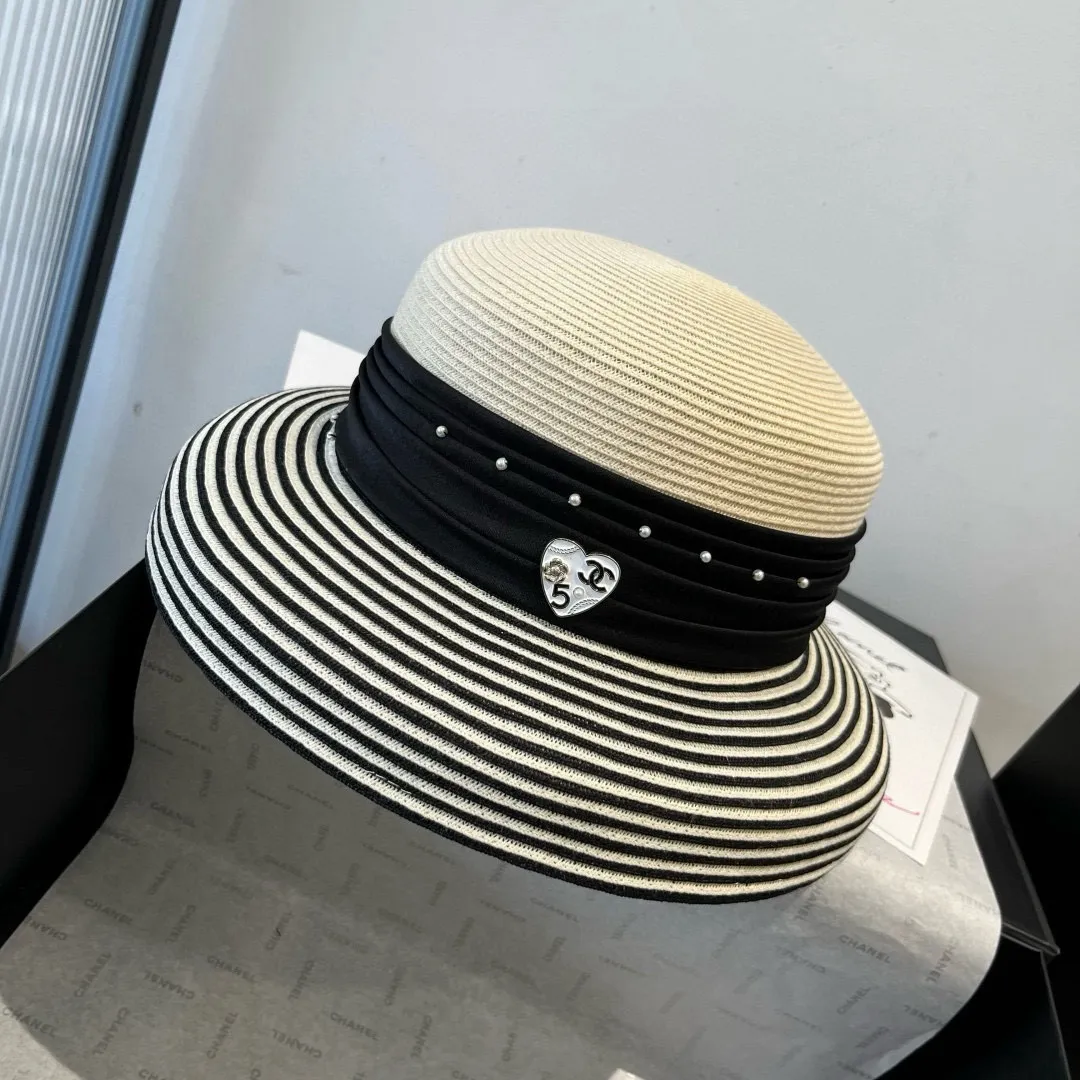 💰240¥ Chanel premium straw hat, striped lantern hat, lady style, head circumference 57cm