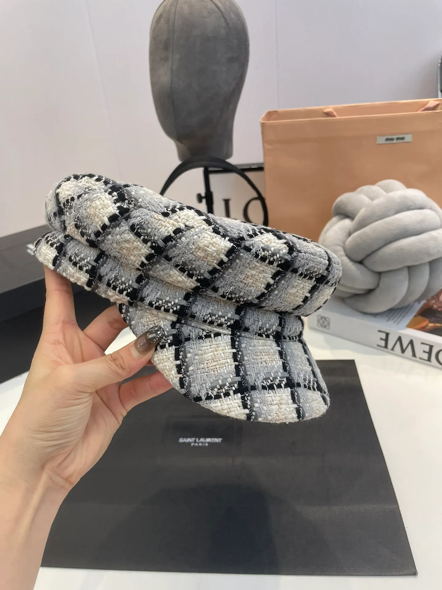 P130 Chanel's new autumn and winter custom-made military cap, plaid contrasting fabric, niche yet high-end! The latest style of Xiaoxiangfeng, a must-have for celebrities