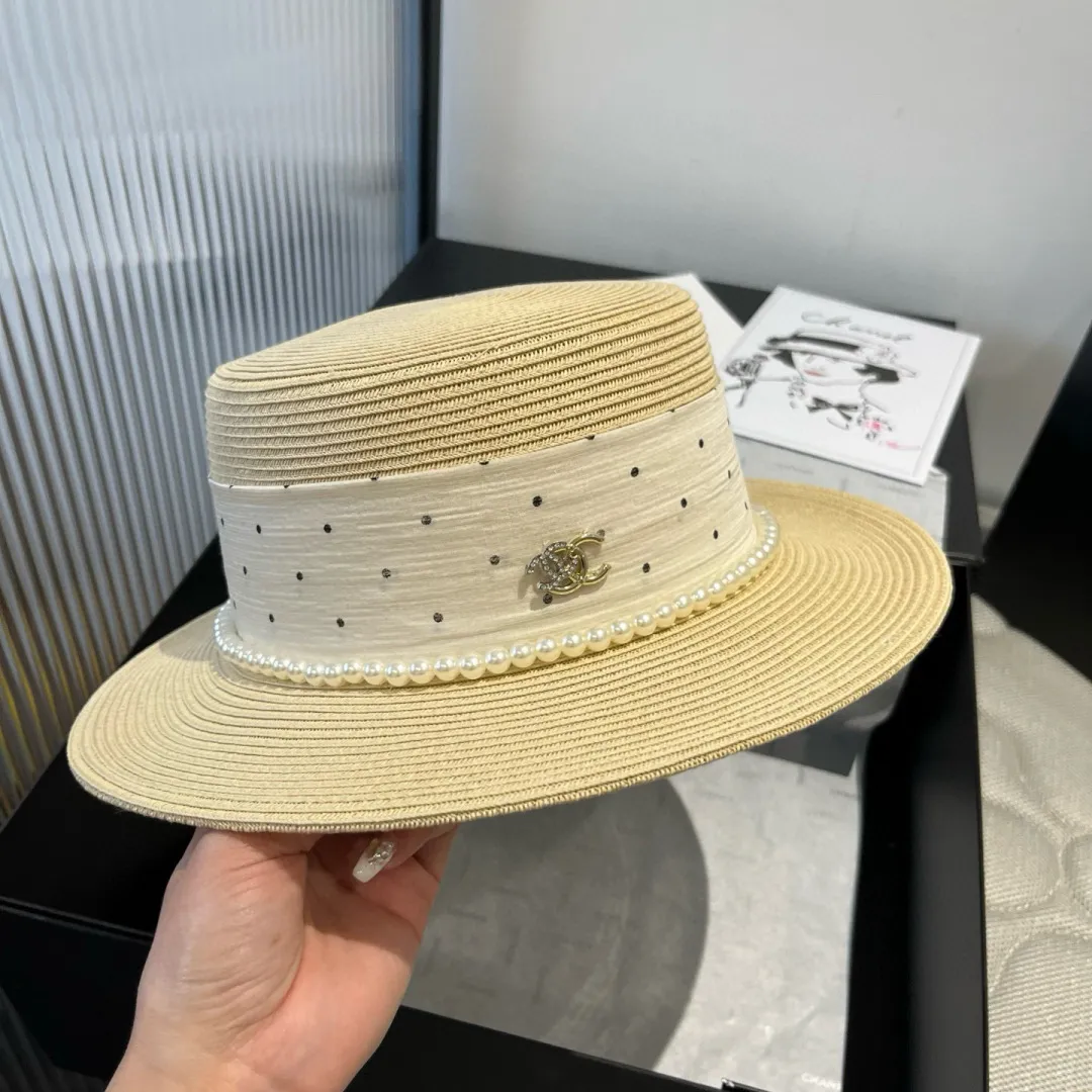 💰160¥ Chanel new flat top hat, Taiwan PP straw, head circumference 57cm