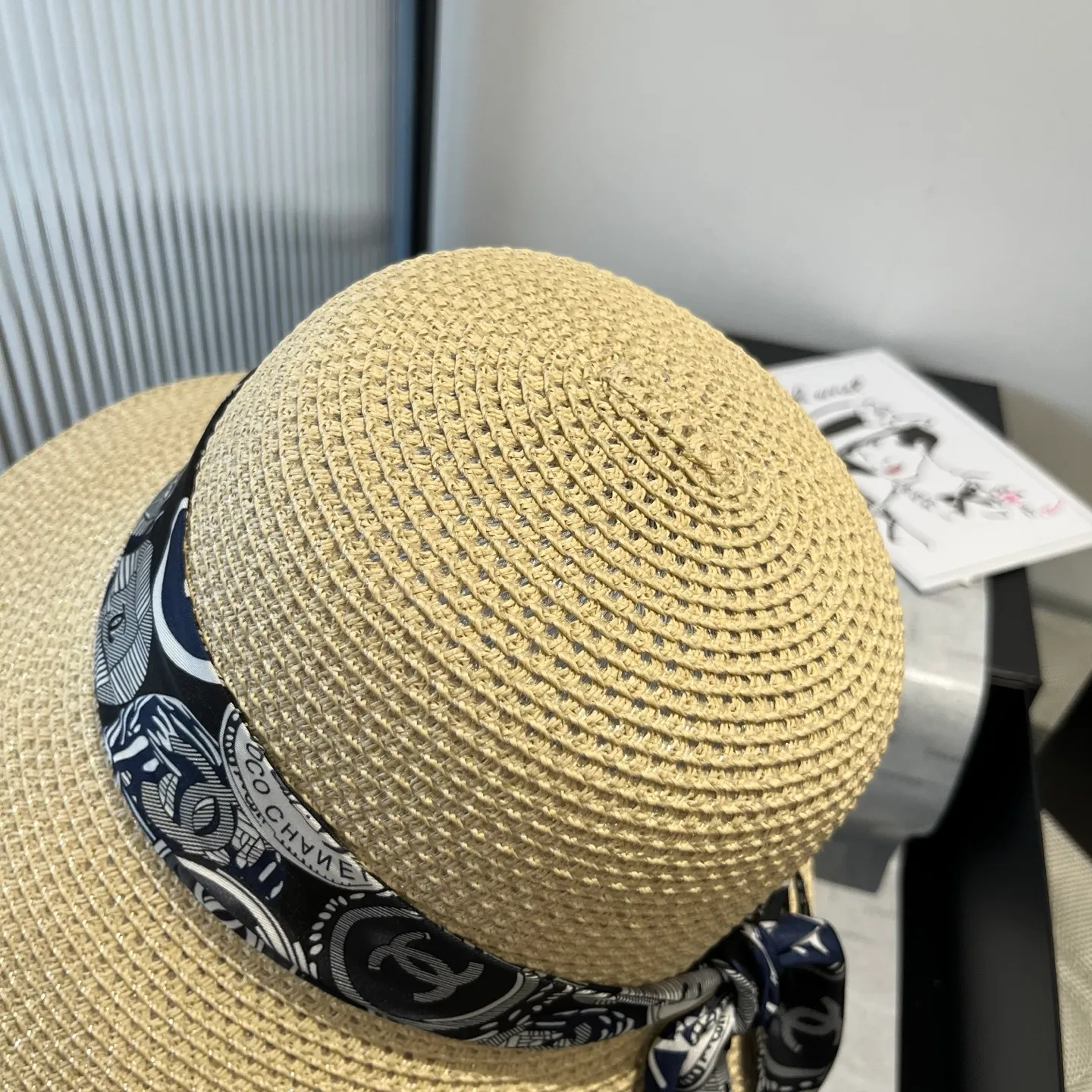 💰140¥ Chanel new straw hat, with silk ribbon, a must-have for fairies when traveling, head circumference 57cm