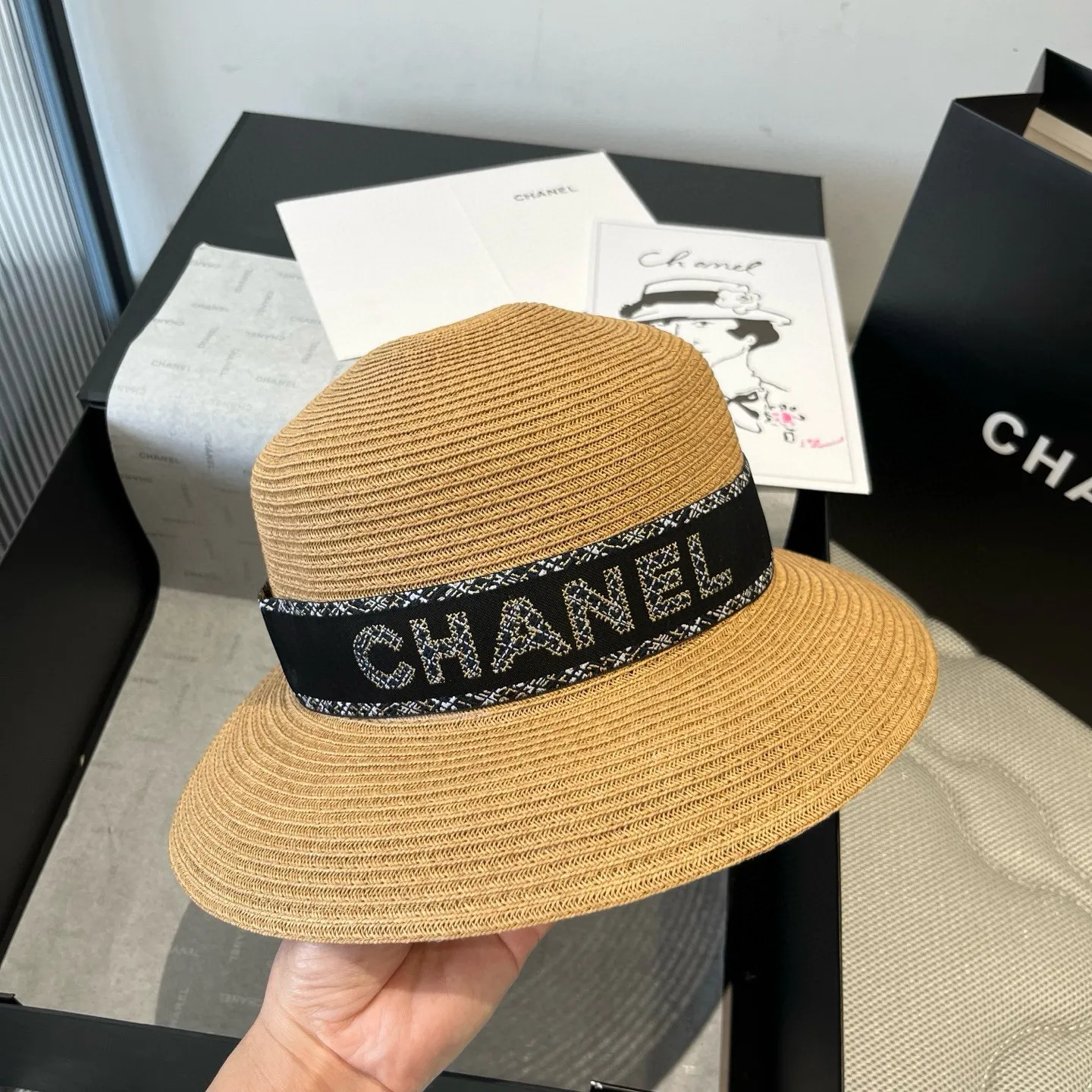 💰160¥ Chanel new straw hat, lady style sun hat, head circumference 57cm