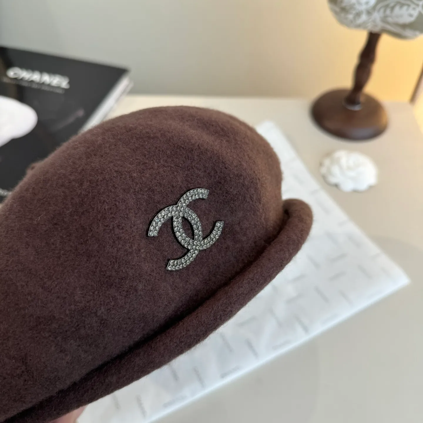 💰120¥ Chanel wool beret, pumpkin hat, 100% wool🦙 fabric, head circumference 57cm