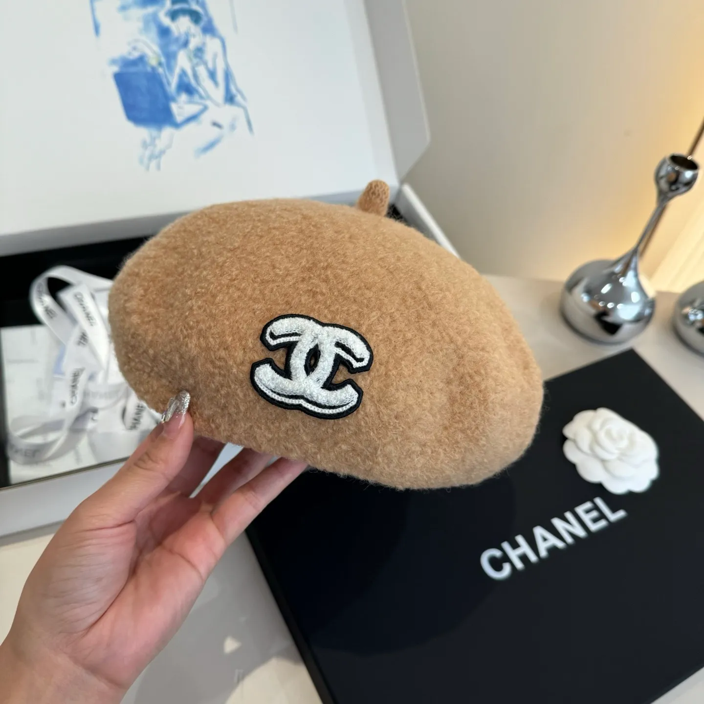 💰120¥ Chanel wool beret, pumpkin hat, 100% wool🦙 fabric, head circumference 57cm