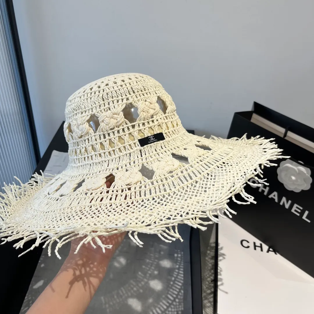 💰150¥ Chanel Bohemian style sun hat, beach sun hat, head circumference 57cm