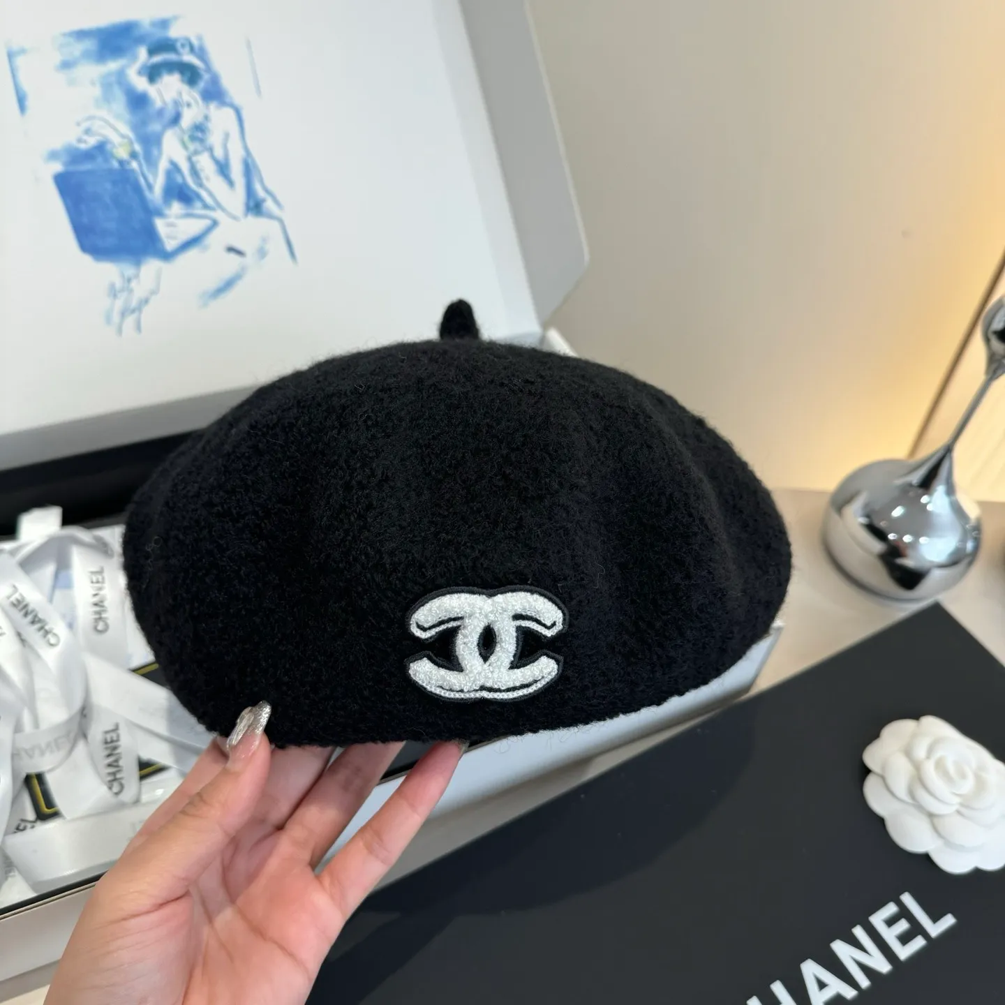 💰120¥ Chanel wool beret, pumpkin hat, 100% wool🦙 fabric, head circumference 57cm
