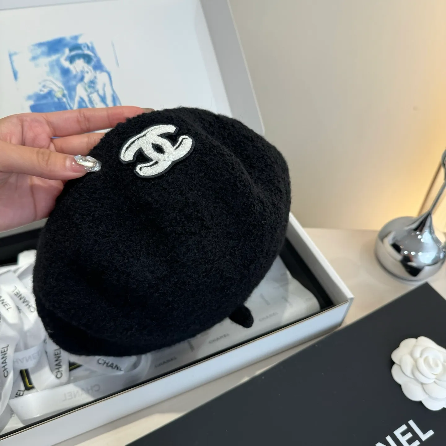 💰120¥ Chanel wool beret, pumpkin hat, 100% wool🦙 fabric, head circumference 57cm