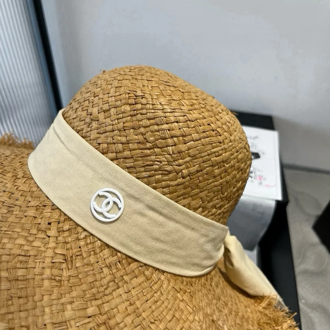 💰140¥ Chanel raffia sun hat, beach sun hat, head circumference 57cm