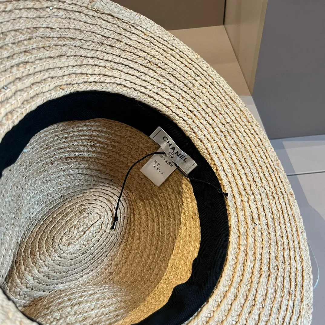 💰180¥ Chanel Chanel pearl raffia hat, made of raffia, heavy craftsmanship, head circumference 57cm