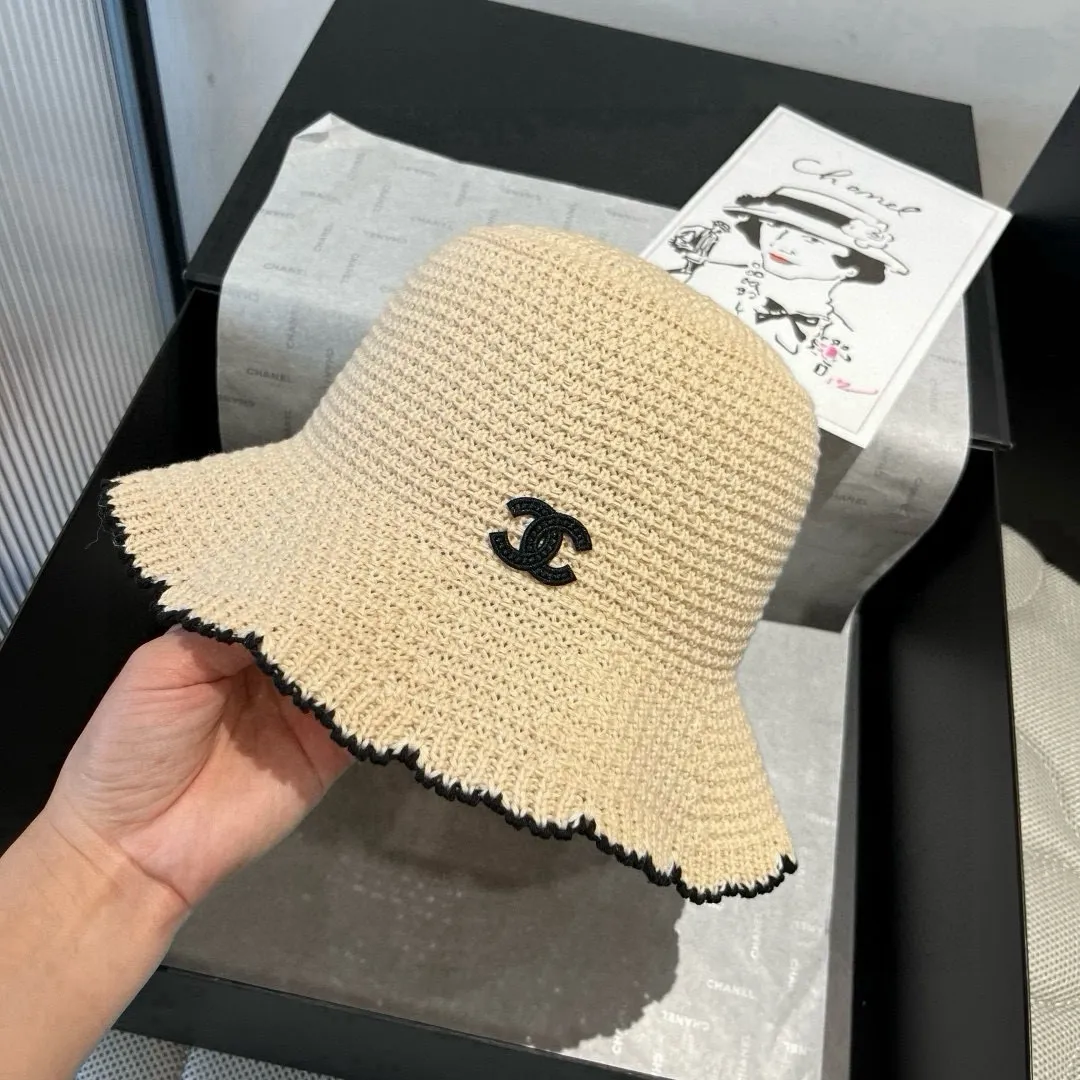 💰90¥ Chanel knitted handhook bucket hat, wavy edge top hat, head circumference 57cm
