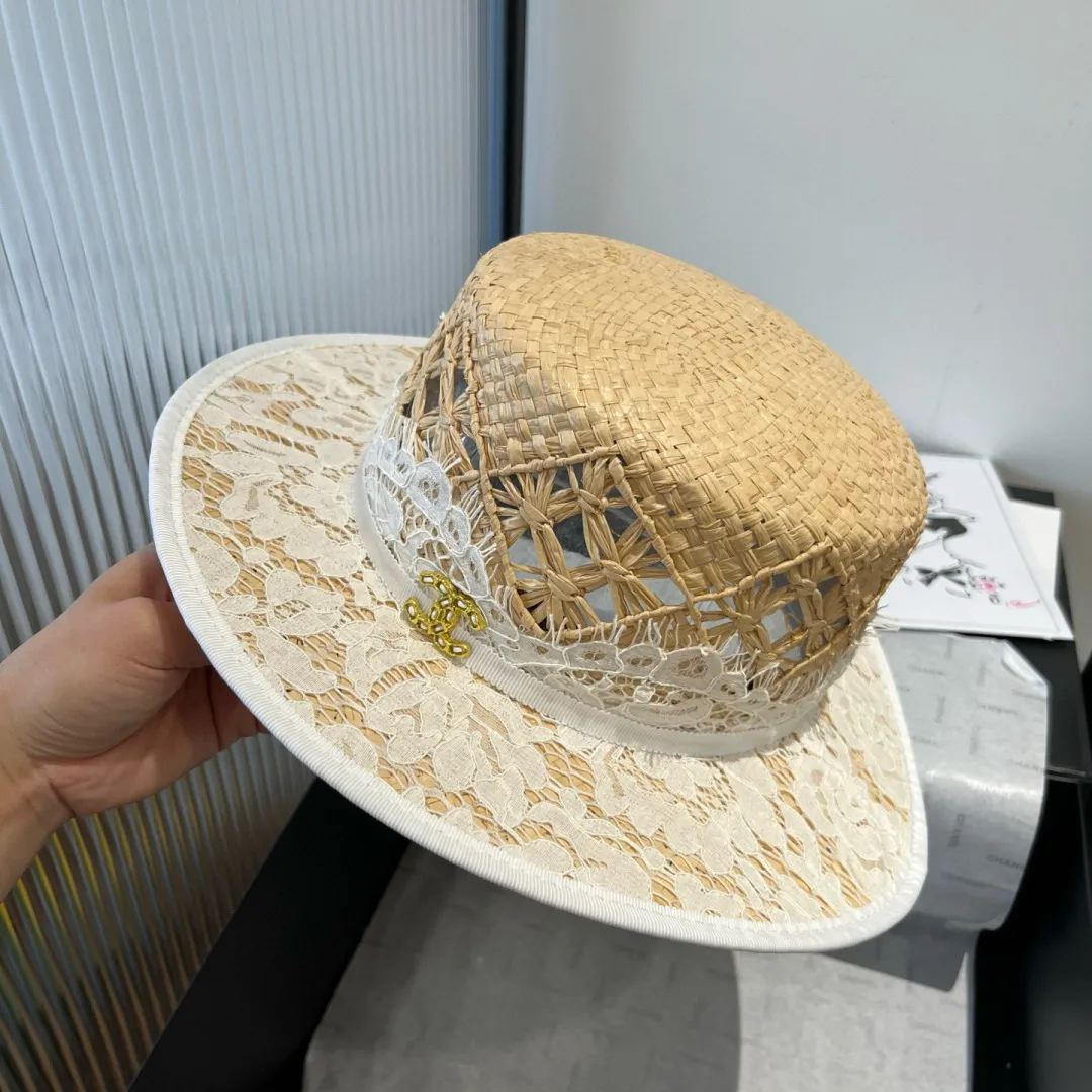 💰210¥ Chanel flat top hat, raffia hat, super heavy duty customization, head circumference 57cm