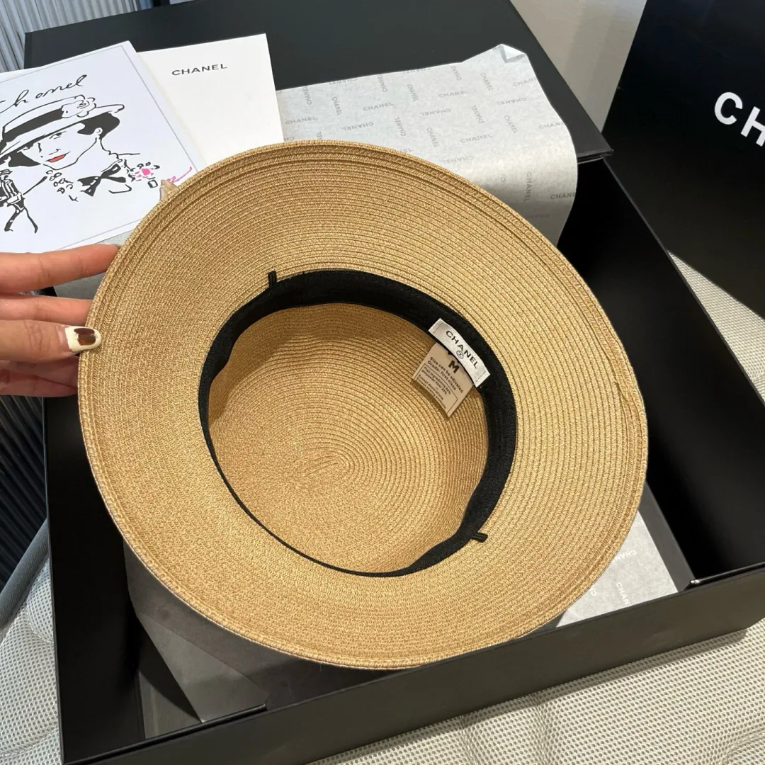 💰180¥ Chanel straw hat, bow hat, lady style PP straw hat, head circumference 57cm