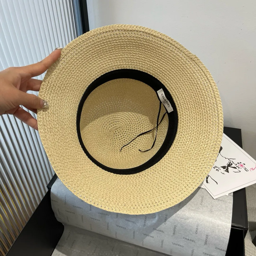 💰140¥ Chanel new straw hat, with silk ribbon, a must-have for fairies when traveling, head circumference 57cm