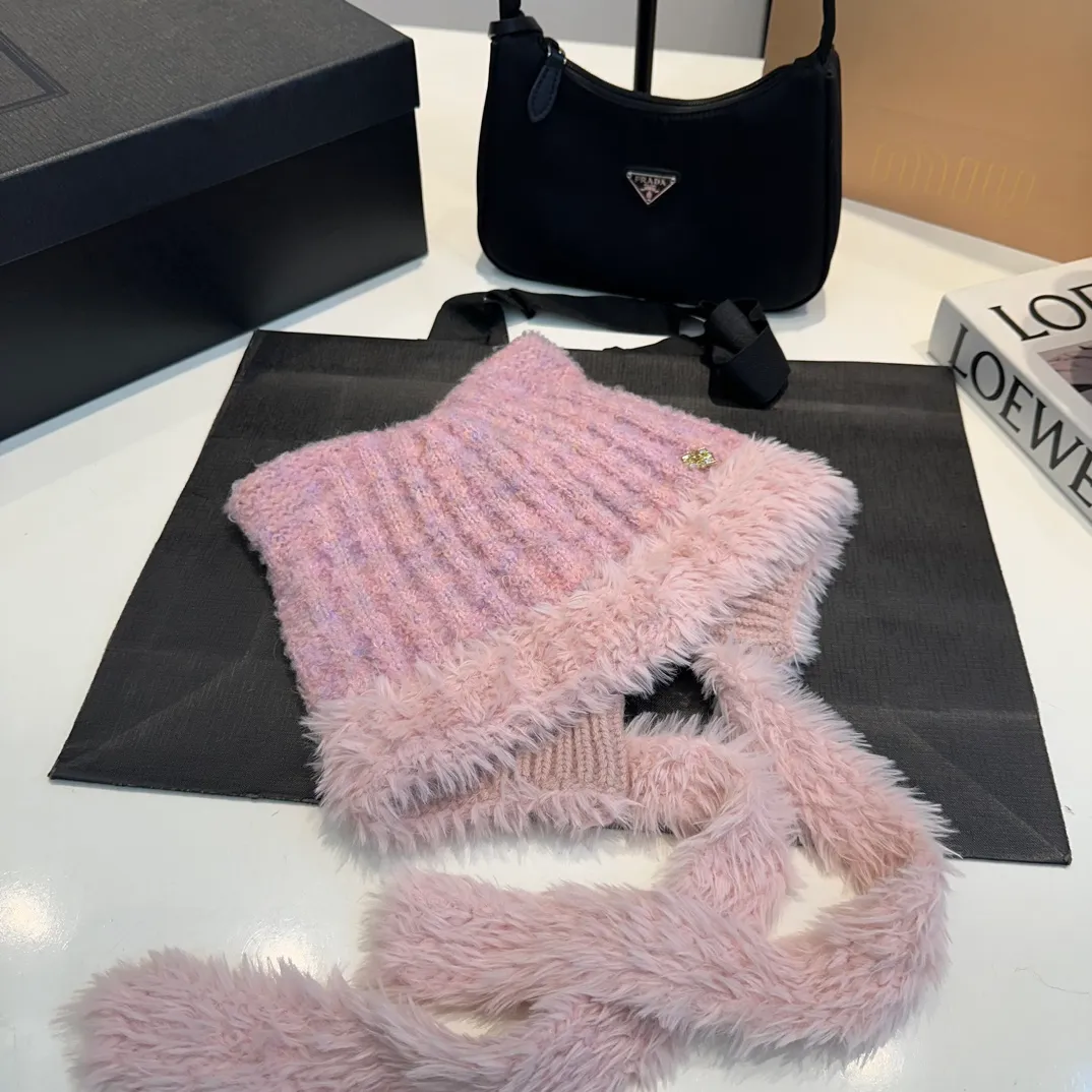 P60 CHANEL Chanel Cat Ears Wool Hat Women's Autumn and Winter Warm Ear Protection Knitted Hat Japanese Cute Pullover Hat 2024 New Cold Hat