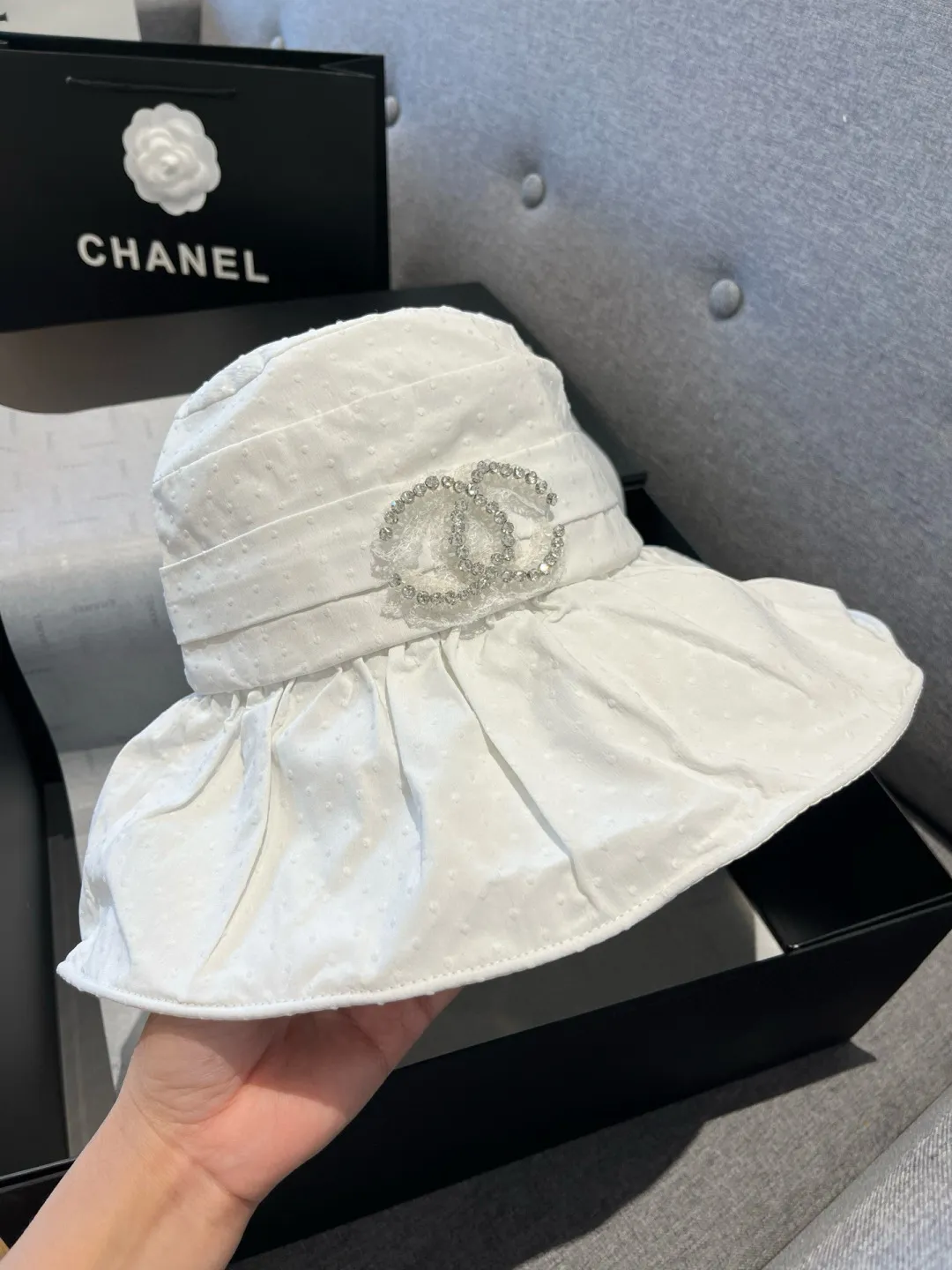💰120¥ Chanel new ruffled sun hat, UV-proof lining, head circumference 57cm