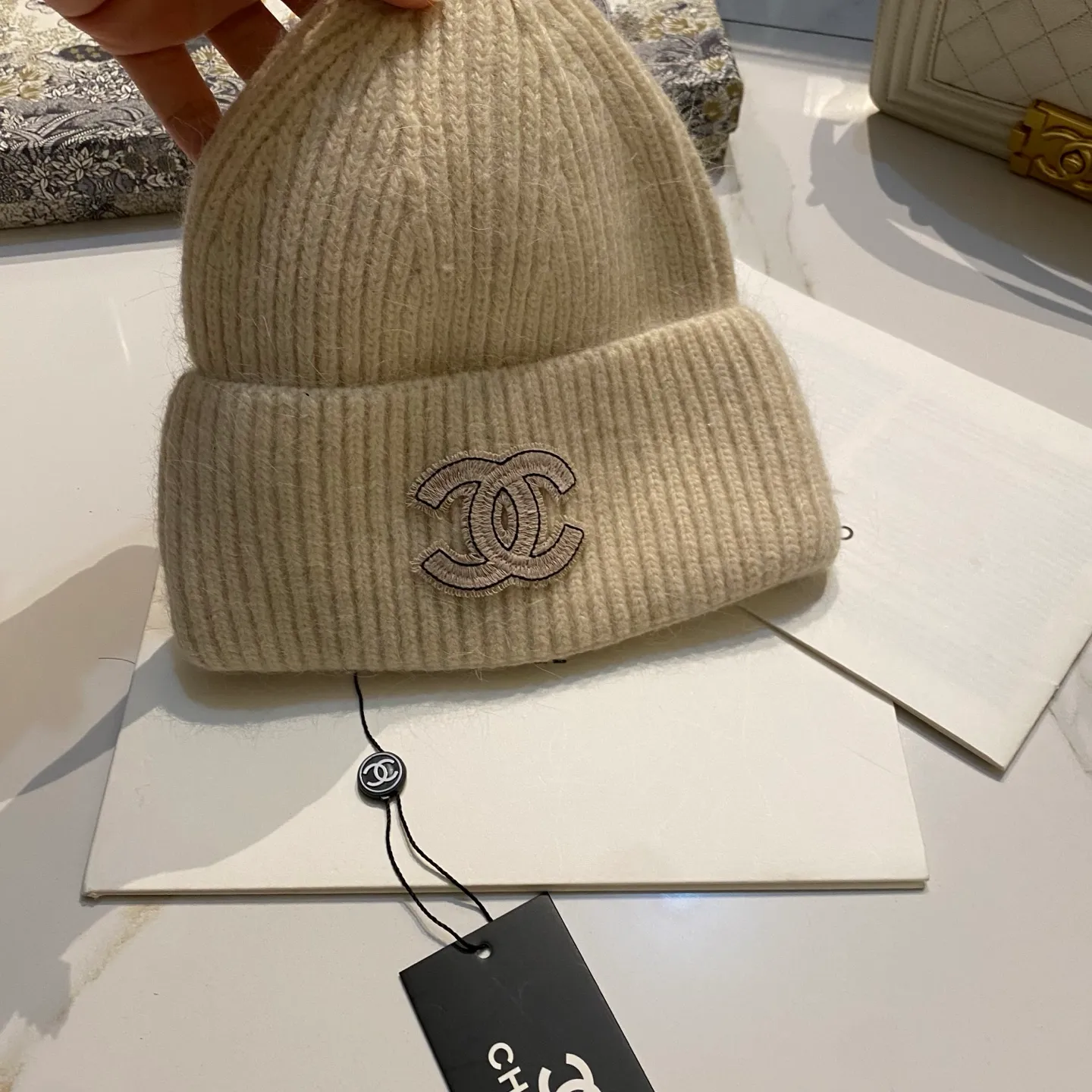 Chanel Chanel rabbit fur knitted hat