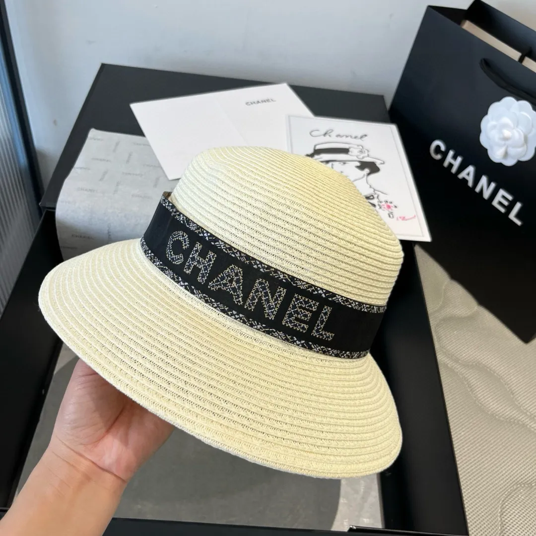 💰150¥ Chanel new straw hat, lady style sun hat, head circumference 57cm