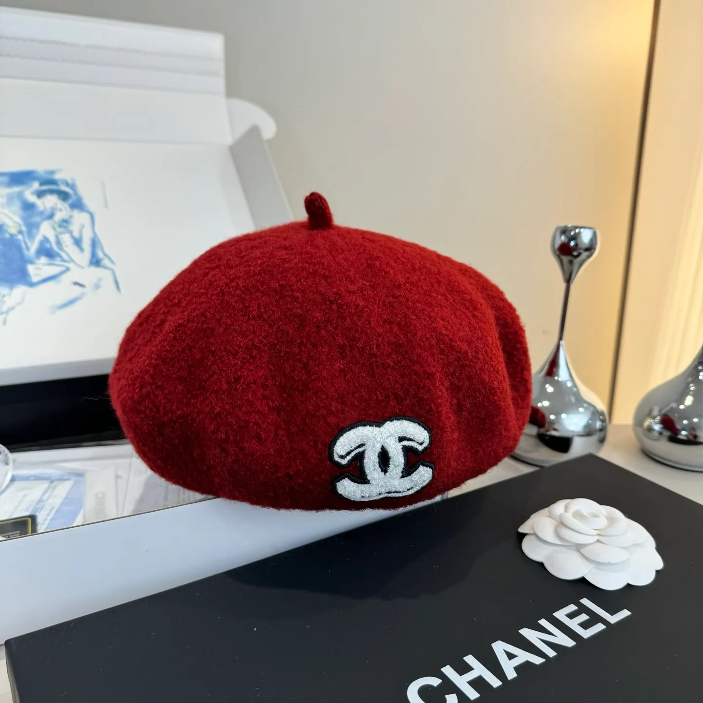 💰120¥ Chanel wool beret, pumpkin hat, 100% wool🦙 fabric, head circumference 57cm
