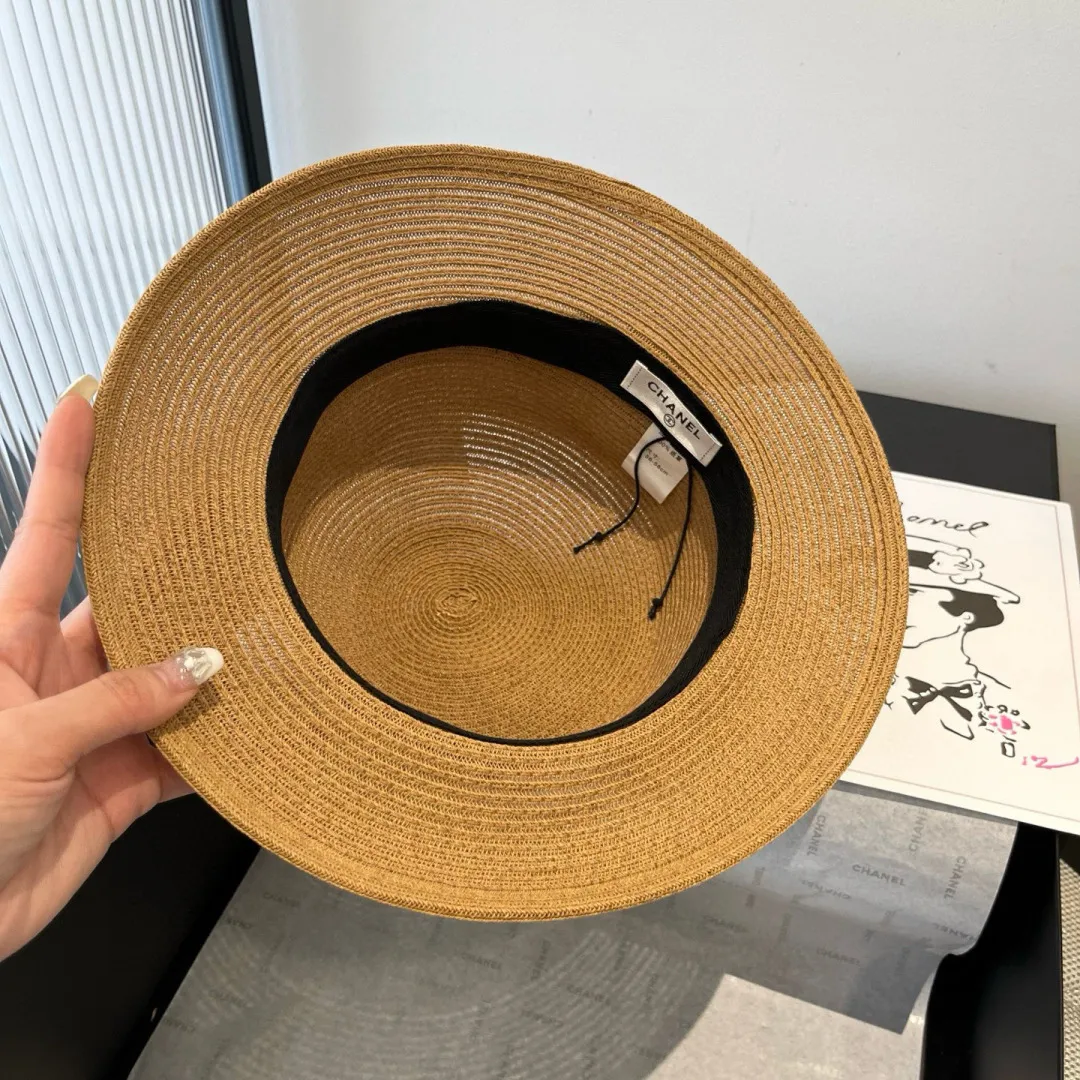 💰150¥ Chanel new straw hat, lady style sun hat, head circumference 57cm
