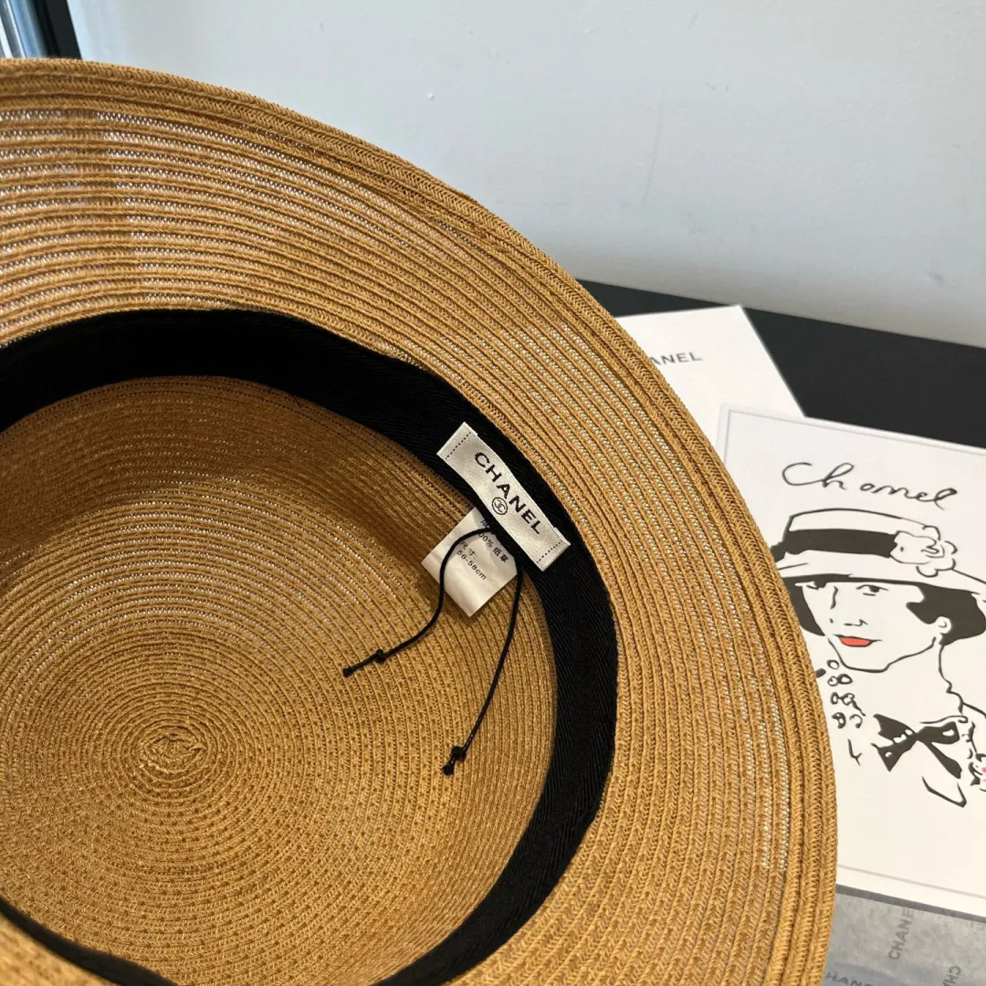 💰150¥ Chanel new straw hat, lady style sun hat, head circumference 57cm