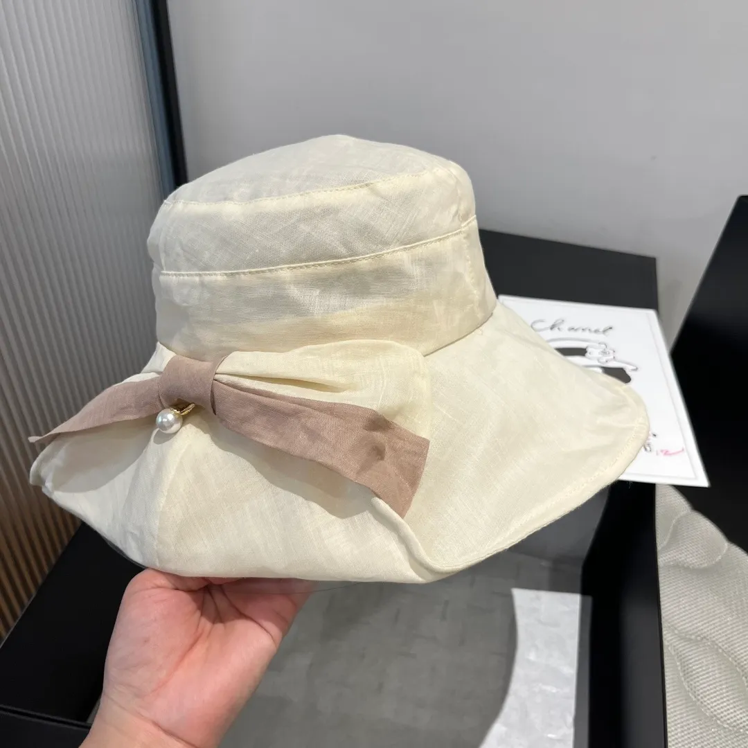 💰150¥ Chanel silk sun hat, lady style fisherman hat, head circumference 57cm foldable
