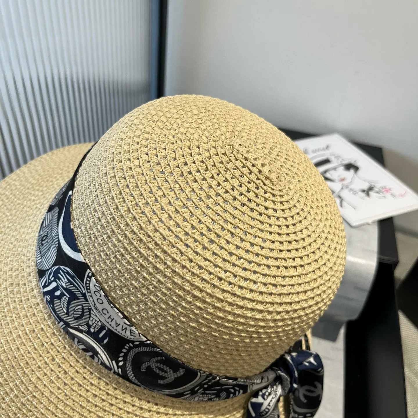 💰140¥ Chanel new straw hat, with silk ribbon, a must-have for fairies when traveling, head circumference 57cm