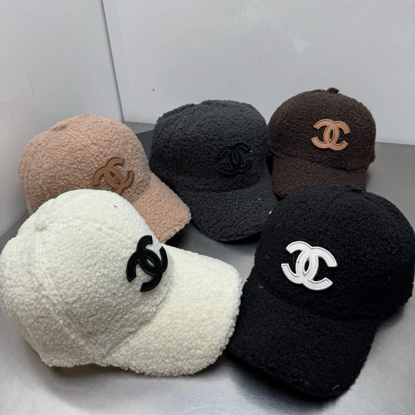Chanel lambswool baseball cap bucket hat