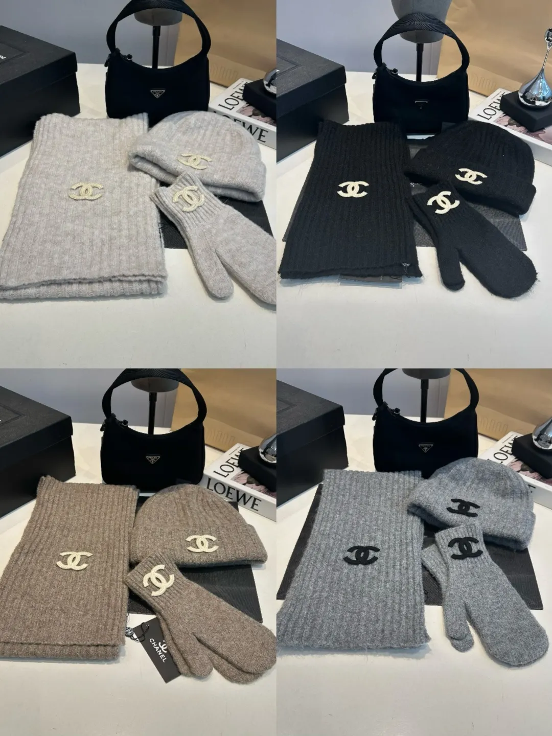 P130 CHANEL Xiaohongshu popular style, official website new classic suit hat! Hat➕scarf+gloves feel great! It’s warm and super comfortable. This winter, all you need is a hat set like this. It’s warm and fashionable! Welcome to choose!!