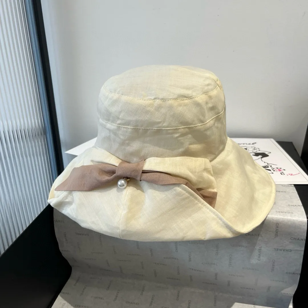 💰150¥ Chanel silk sun hat, lady style fisherman hat, head circumference 57cm foldable