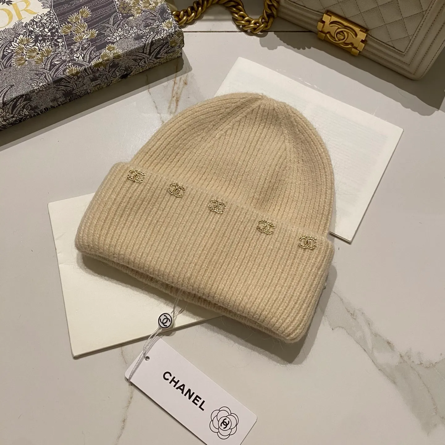 Chanel Chanel rabbit fur knitted hat