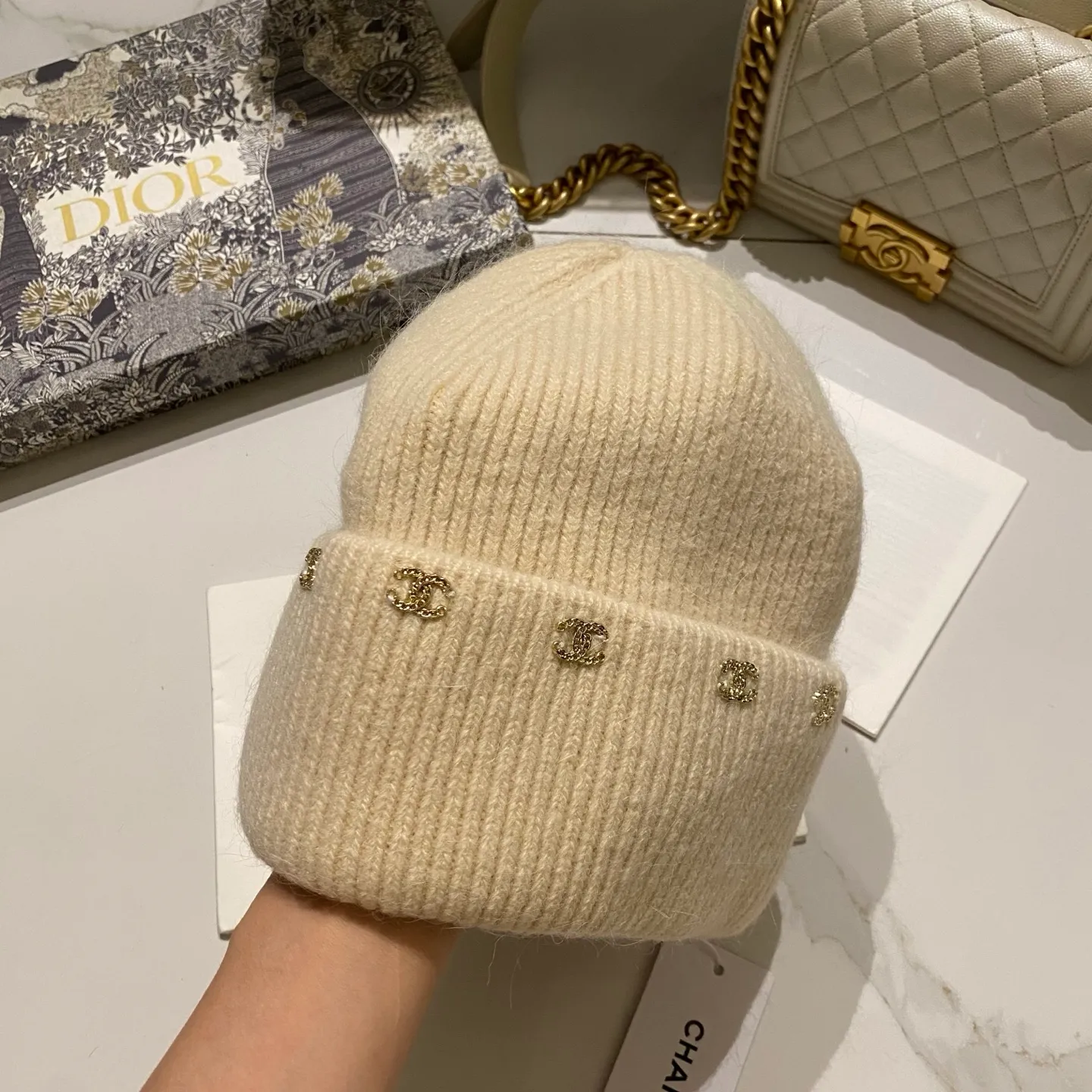 Chanel Chanel rabbit fur knitted hat