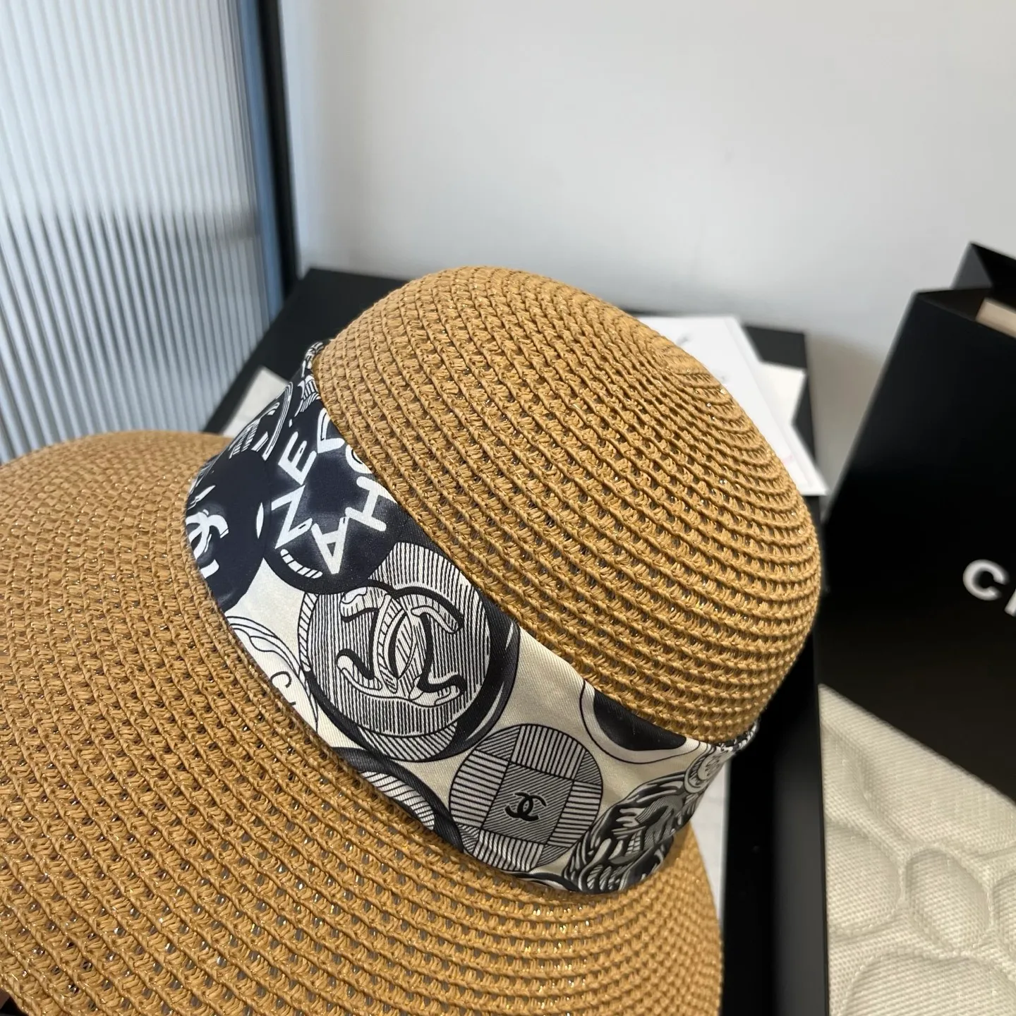 💰140¥ Chanel new straw hat, with silk ribbon, a must-have for fairies when traveling, head circumference 57cm
