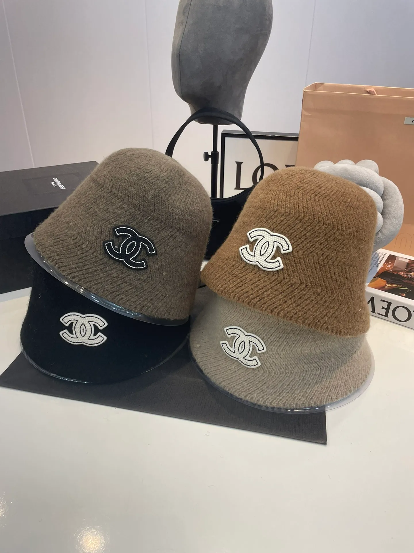 P70 Chanel Chanel 2023 new autumn and winter woolen bucket hat, wool fisherman hat, 100% wool fabric 🦙% head circumference 57cm
