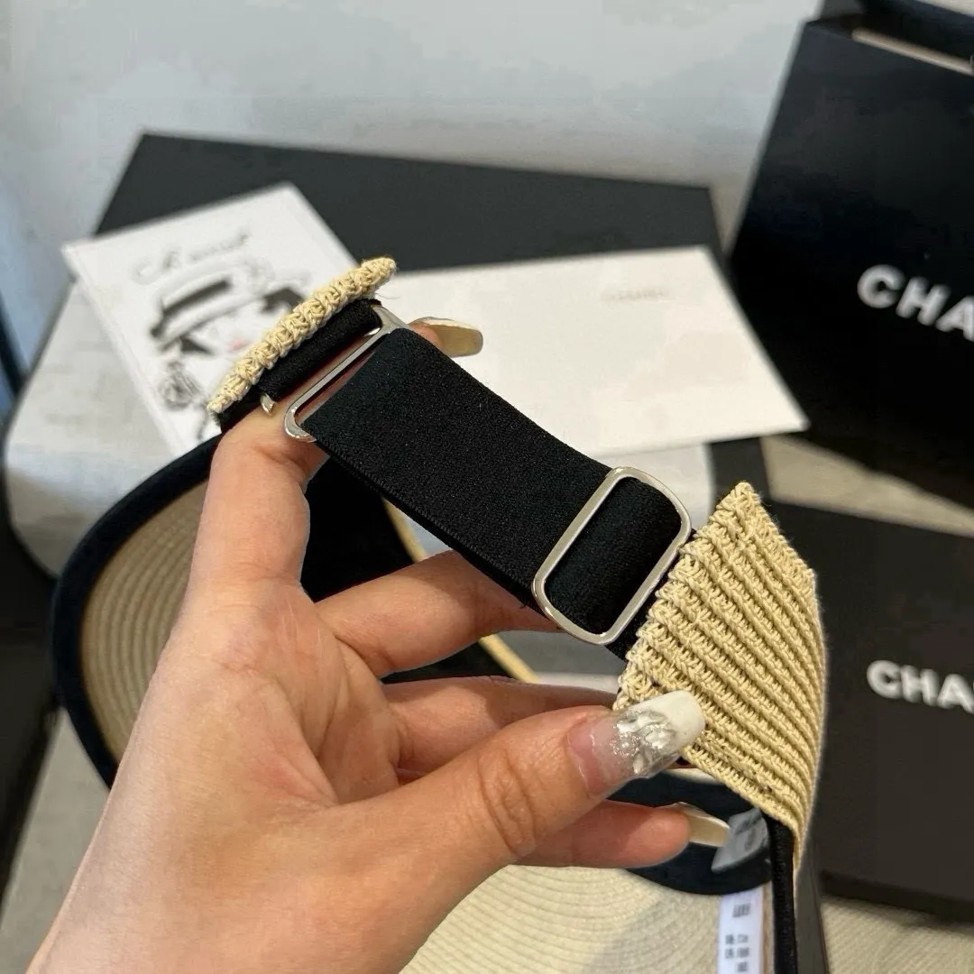 💰100¥ Chanel bow sun hat, empty top straw hat, adjustable