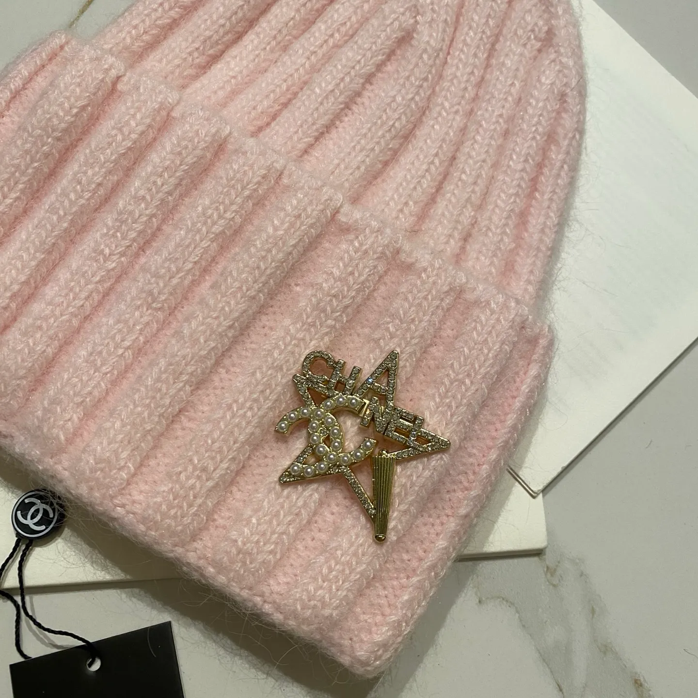 Chanel Chanel rabbit fur knitted hat