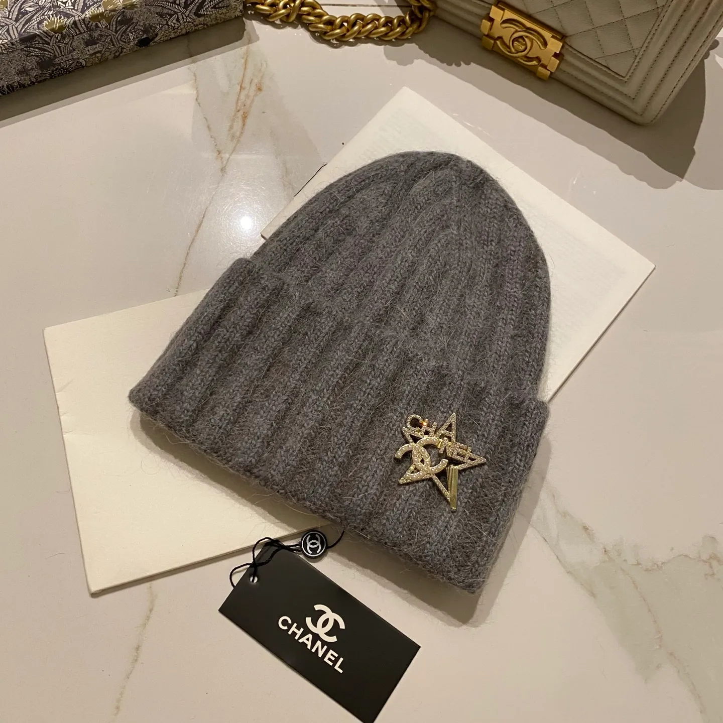 Chanel Chanel rabbit fur knitted hat