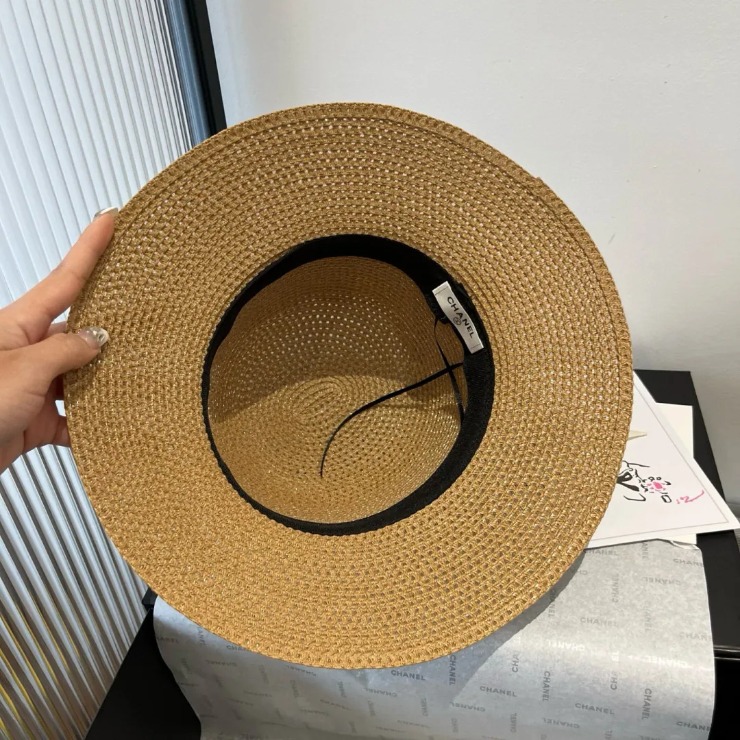💰140¥ Chanel new straw hat, with silk ribbon, a must-have for fairies when traveling, head circumference 57cm