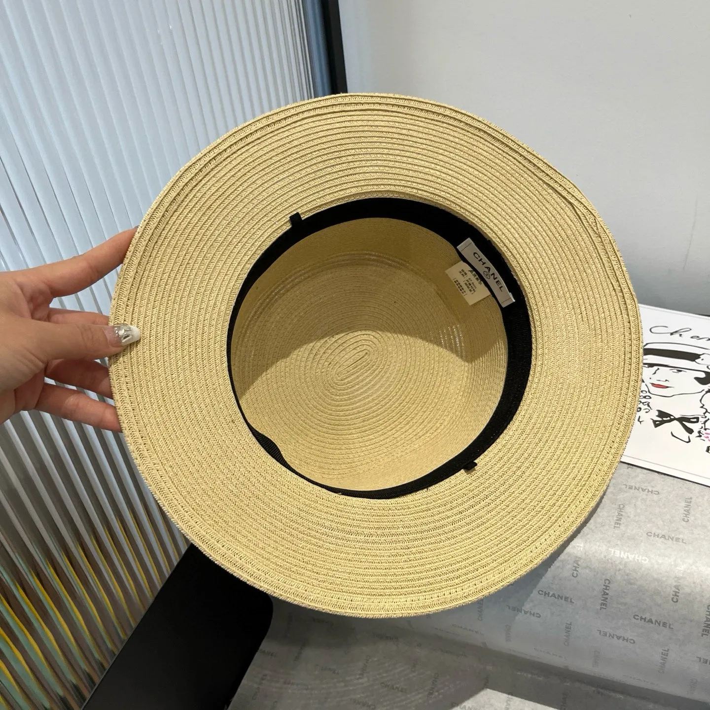 💰160¥ Chanel new flat top hat, Taiwan PP straw, head circumference 57cm