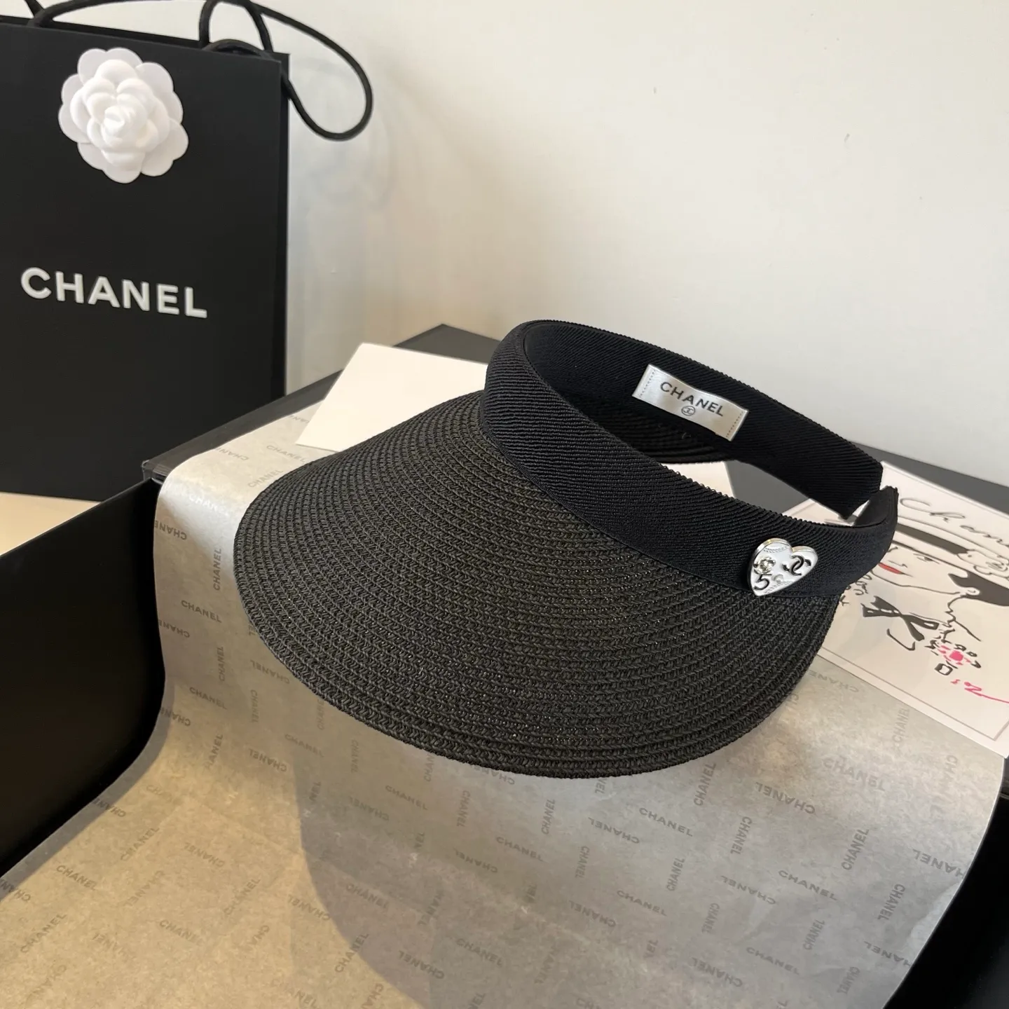💰90¥ Chanel Chanel headband sun hat empty top straw hat
