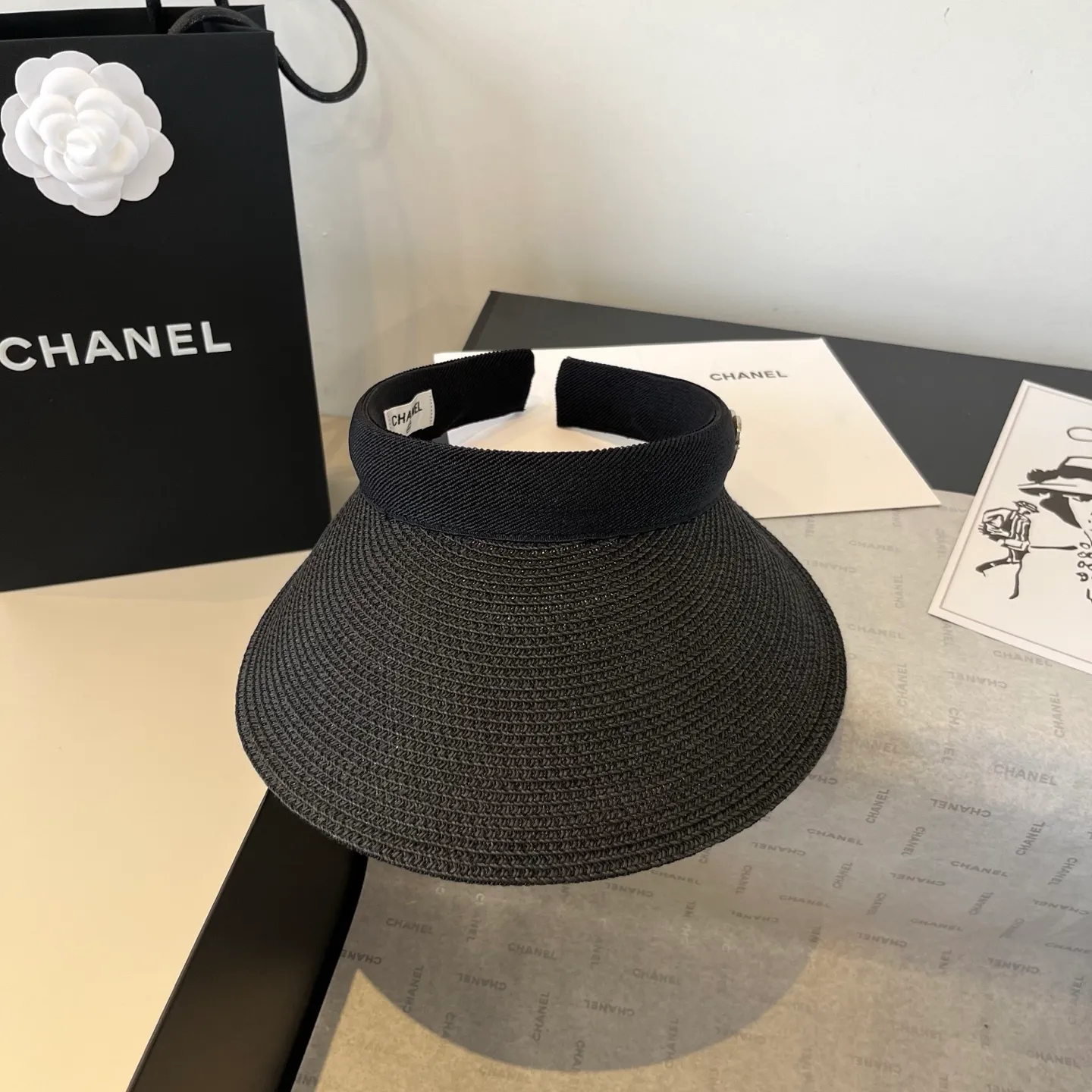 💰90¥ Chanel Chanel headband sun hat empty top straw hat