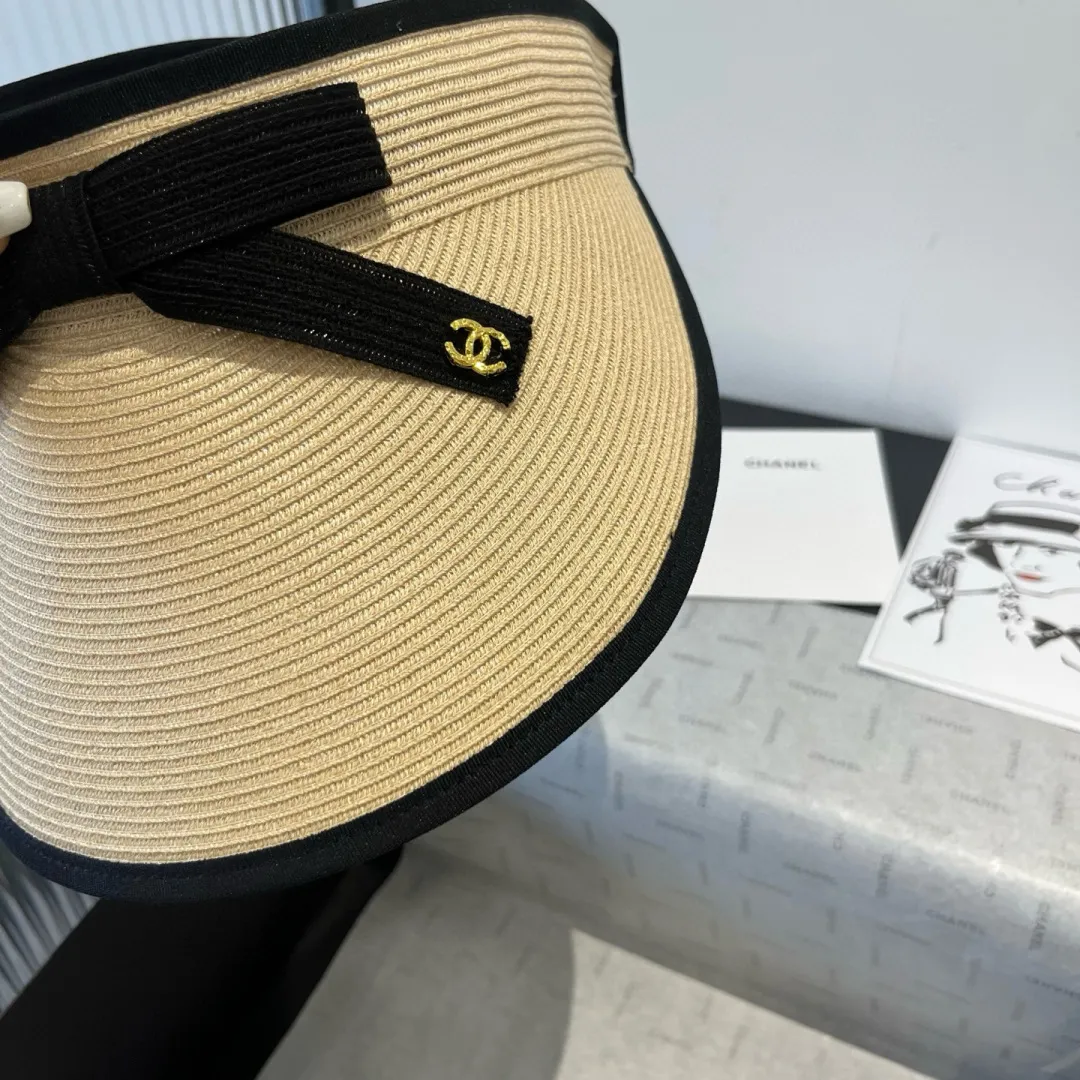 💰120¥ Chanel empty top sun hat, PP straw fabric, adjustable