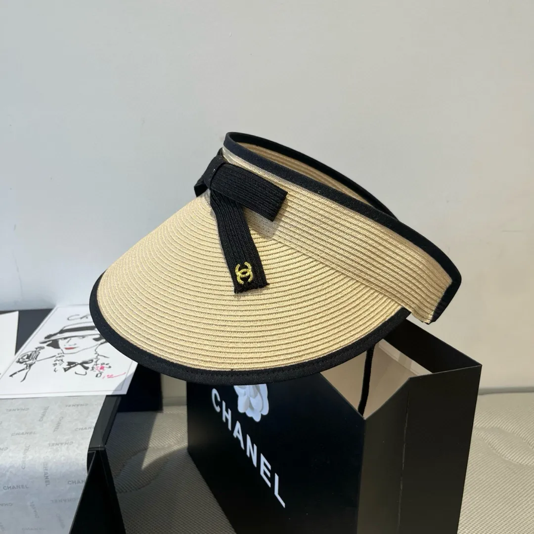 💰120¥ Chanel empty top sun hat, PP straw fabric, adjustable