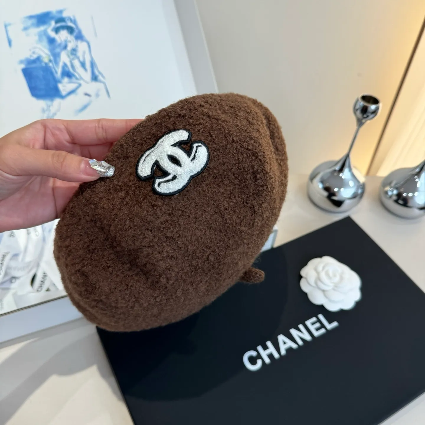 💰120¥ Chanel wool beret, pumpkin hat, 100% wool🦙 fabric, head circumference 57cm