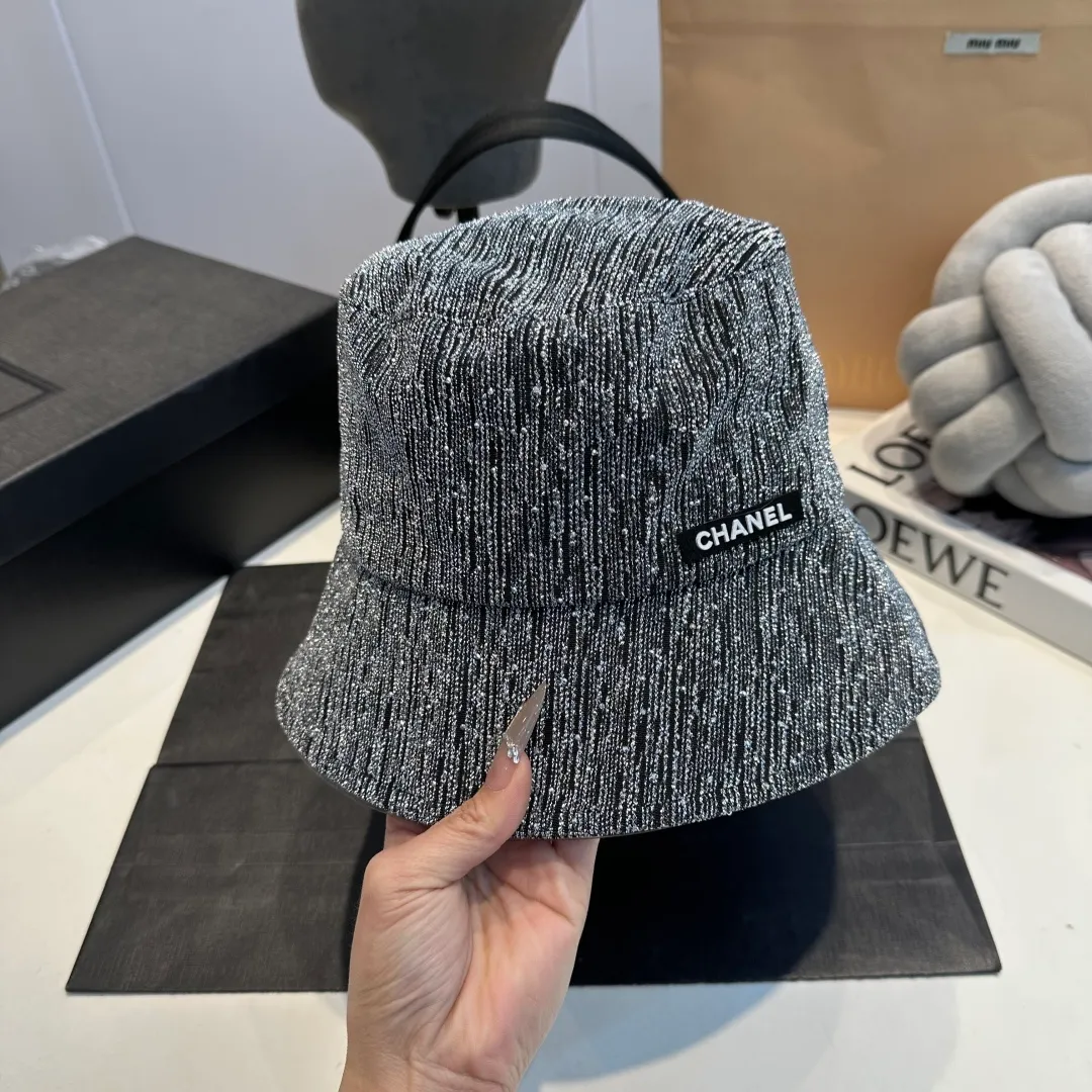 P60 Chanel large brim bucket hat, canvas hat, simple internet celebrity style, head circumference 57cm