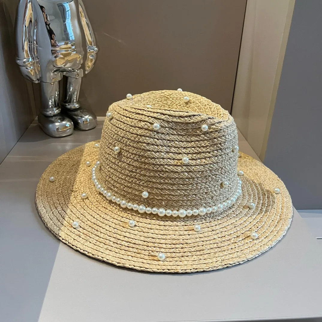 💰180¥ Chanel Chanel pearl raffia hat, made of raffia, heavy craftsmanship, head circumference 57cm